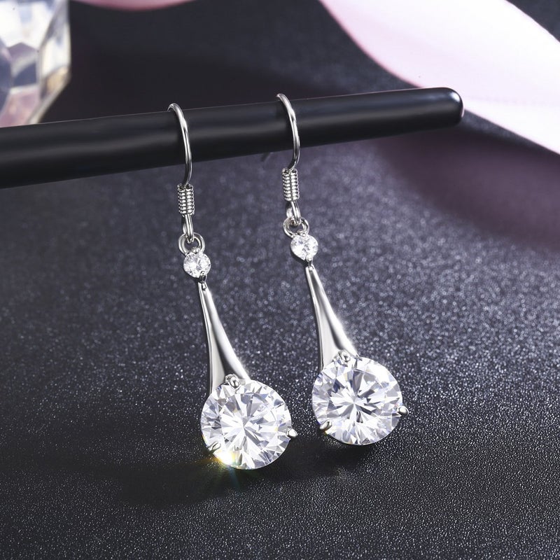 SBLING Platinum-Plated Cubic Zirconia Tear Drop Earrings - Image 2